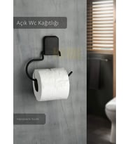 Paslanmaz Kapaksız Tuvalet Kağıdı Askılığı Wc Kağıtlık Tutucu Siyah