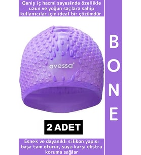 #Bone Esnek Yumuşak Silikon Havuz Deniz Yüzme Kulağa Su Geçirmez Büyük Beden Saç Bonesi 2 Adet