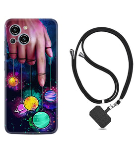 Reeder S23 Max Pro Kılıf Silikon Boyun Askılı İpli Desenli Silikon Finger planet 1740