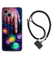 Reeder S23 Max Pro Kılıf Silikon Boyun Askılı İpli Desenli Silikon Finger planet 1740