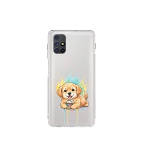 Samsung Galaxy M51 ile Uyumlu Splash Köpek Tasarımlı Şeffaf Silikon Kılıf