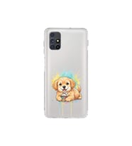 Samsung Galaxy M51 ile Uyumlu Splash Köpek Tasarımlı Şeffaf Silikon Kılıf