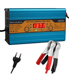 Powermaster PM-1230A 12 Volt 30 Amper LCD Ekranlı Akıllı Akü Şarj Cihazı