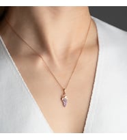 Vaoov 925 Ayar Gümüş Mor Taşlı Üzüm Kolye (Rose)