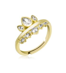 Gümüş Gold Ayarlanabilir Kraliçe Tacı Kadın Yüzük CSR2184389