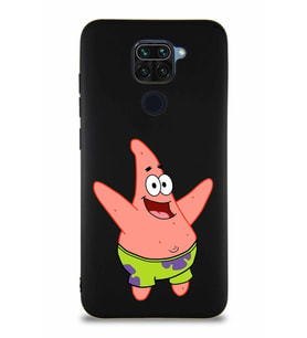 Xiaomi Redmi Note 9 Soft Premier Kapak Patrick Yıldız Tasarımlı Silikon Kılıf - Siyah (Şeffaf)