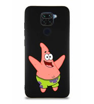 Xiaomi Redmi Note 9 Soft Premier Kapak Patrick Yıldız Tasarımlı Silikon Kılıf - Siyah (Şeffaf)