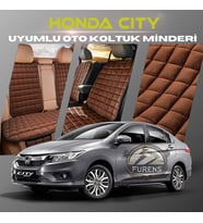 Honda City Kahverengi Renk Tay Tüyü Cepli & Terletmez Sırtlı Oto Koltuk Minder Seti - Koltuk Koruma Kılıfı (ÖN & ARKA TAM SET)