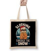 Cute & Funny Slothing Through The Snow Christmas Bez Çanta Uzun Saplı
