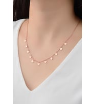 GÜMÜŞ ROSE RENK KALPLİ KOLYE