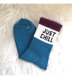 Just Chill Yazılı Renkli Çorap (Turkuaz)
