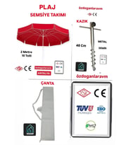 Kırmızı  Plaj  Bahçe 2 Mt 10 Telli Bej  Şemsiye + Çanta+Kazık (Krem)