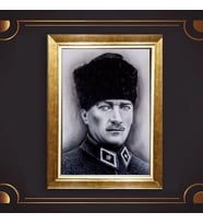 Özel Seri Paspartulu Çerçeveli Atatürk Tablo l364 (Gold)