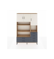 Arges Dolap 9 Raflı 6 Çekmeceli 3 Kapaklı 132x30x195 Çam-Aytaşı/Antrasit