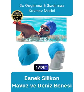 Premium Su Geçirmez Sızdırmaz Kaymaz Elastik Yüzme Şapkası Kaliteli Silikon Deniz Havuz Yüzme Bonesi
