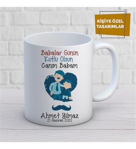 Kişiye Özel İsim Yazılabilir Babalar Günün Kutlu Olsun Canım Babam Kupa Bardak