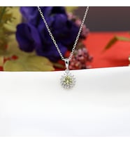 Sarı Beyaz Taşlı Minimal Anturaj Yuvarlak Gümüş Kolye