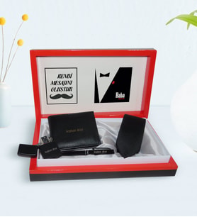 BK Gift Kişiye Özel Godfather Baba Tasarımlı Mesajlı Kutuda Cüzdan Kravat Çakmak ve Kalem Hediye Seti-10