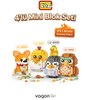 Loz Micro Block 4'lü Sevimli Hayvan Seti 4 Farklı Model Dekoratif Oyuncak Yapım Seti Yapı Blok Seti
