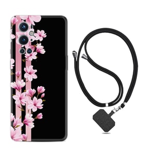 Tecno Spark 9 Pro Kılıf Resimli Boyun Askılı İpli Desenli Silikon Pink Flowers 3 1393