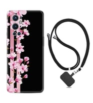 Tecno Spark 9 Pro Kılıf Resimli Boyun Askılı İpli Desenli Silikon Pink Flowers 3 1393