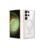 Samsung Galaxy S23 Ultra Uyumlu Kılıf M-safe Wireless Şarj Özellikli Silikon Zore Ege Kapak (Pembe)