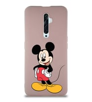 Oppo Reno 2Z Soft Premier Kapak Mickey Mouse-E Tasarımlı Silikon Kılıf - Pudra (Şeffaf)