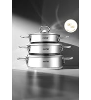 Nehir Silver 6 Parça Paslanmaz Çelik Sahan Seti (16-18-20 CM)