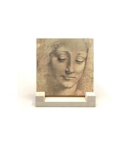 Baş Etüdü (Leonardo Da Vinci) Baskılı Taş Masaüstlük 10X10