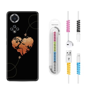 Huawei Nova Y70 Y90 Nova 9 SE  Kılıf Kablo Koruma Spiral Silikon Plane Heart 1721
