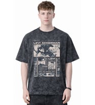 Tasarım Levi Ackerman Attack On Titan Anime Baskılı Unisex Oversize Eskitme Yıkamalı Tişört