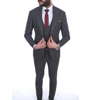 Jan Carlucci Slimfit Yelekli Drop 6 Takım (Koyu Gri)