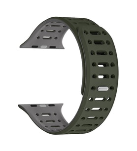 Lexroo Watch 10 42mm KRD-124 Silikon Kordon Strap Kayış - Koyu Yeşil-Gri