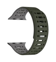 Lexroo Watch 10 42mm KRD-124 Silikon Kordon Strap Kayış - Koyu Yeşil-Gri