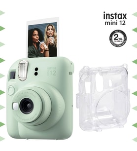 Instax mini 12 Yeşil Fotoğraf Makinesi ve Şeffaf Kılıf Seti
