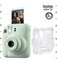 Instax mini 12 Yeşil Fotoğraf Makinesi ve Şeffaf Kılıf Seti