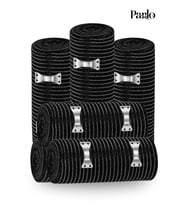 Parlo Siyah Elastik Bandaj 15 cm x 1,5 m 6’lı Set – %300 Esnek, 4,5 m’ye Kadar Uzayan, Metal Kancalı Destek ve Sargı Bandajı
