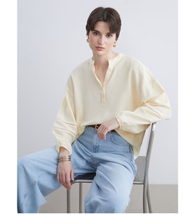 LCW Vision Sarı Kaçık Yaka Oversize Bluz