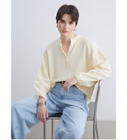 LCW Vision Sarı Kaçık Yaka Oversize Bluz