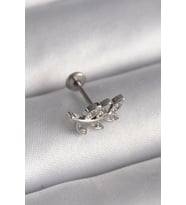 316L Çelik Gümüş Renk Dal Model Zirkon Taş Detaylı Tragus Piercing 5886