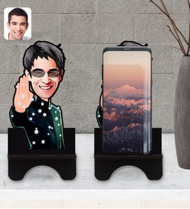 BK Gift Kişiye Özel Matrix Neo Karikatürlü Ahşap Biblo Telefon Standı-1