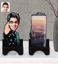 BK Gift Kişiye Özel Matrix Neo Karikatürlü Ahşap Biblo Telefon Standı-1
