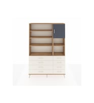 Arges Dolap 8 Raflı 8 Çekmeceli Tek Kapaklı  132x30x195 Çam-Antrasit/Aytaşı