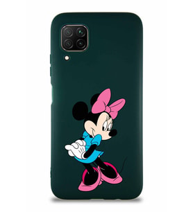 Huawei P40 Lite Soft Premier Kapak Minnie Mouse-F Tasarımlı Silikon Kılıf - Yeşil (Şeffaf)