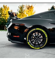 LASTİK YAZISI MICHELIN +KUYRUK SARI 1.SINIF KALİTE SOLMAZ STİCKER 31mm kalın LASTIK STİCKER 8 adet