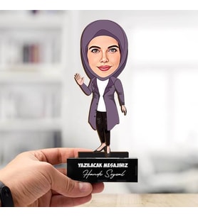 Başörtülü Sevgiliye Hediye Karikatürlü Biblo