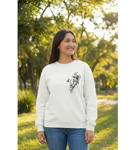 Sevgililer Günü Özel Bisiklet Yaka Baskılı Oversize Sweatshirt - Beyaz