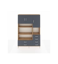 Arges Gardrop 9 Raflı 6 Çekmeceli 3 Kapaklı 132x30x195 Çam-Antrasit