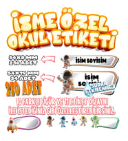 Okul Etiketi Kalem Defter Etiketi İsme Özel Etiket SET08