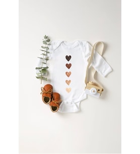 Unisex Bebek Üst Üste Kalpler Baskılı Body Zıbın